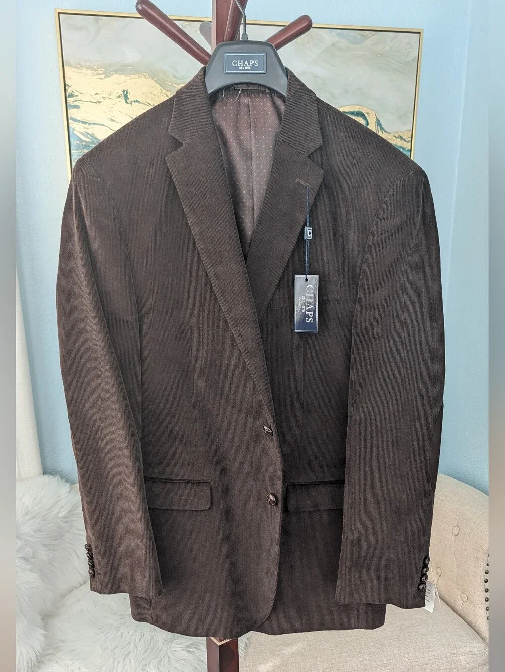 NWT Chaps Dark Brown Corduroy Sport Coat - Sz 42 L.